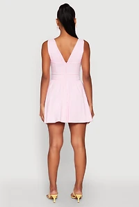 Womens Plunge Corset Skater Dress, Pink, Size L