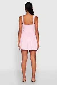 Womens Pleated Corset Mini Dress, Pink, Size L