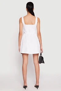 Womens Corset Ruched Mini Skater Dress, White, Size S