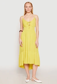 Womens Iris Gauze Knit Smocked Waist Dress, Yellow, Size L