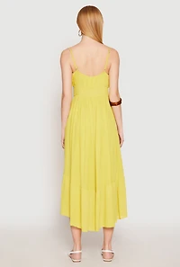 Womens Iris Gauze Knit Smocked Waist Dress, Yellow, Size L