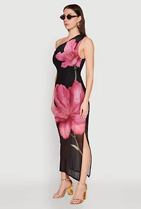 Womens Iris One Shoulder Floral Print Maxi Dress, Multi, Size S