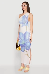 Womens Iris One Shoulder Floral Print Maxi Dress, Multi, Size L