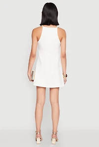 Womens Iris Bow Keyhole Mini Shift Dress, White, Size L