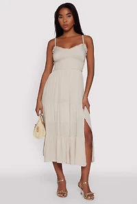 Womens Iris Smocked Empire Waist Tiered Dress, M