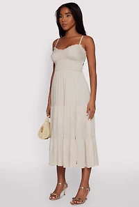 Womens Iris Smocked Empire Waist Tiered Dress, M
