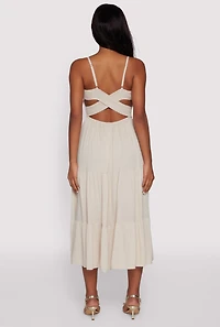 Womens Iris Smocked Empire Waist Tiered Dress, M
