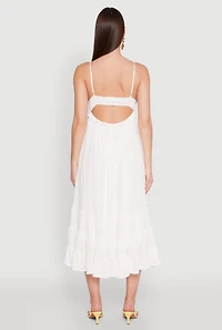 Womens Iris Crochet Detail Empire Waist Midi Dress, White,