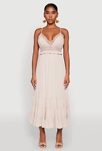Womens Iris Crochet Detail Empire Waist Midi Dress,