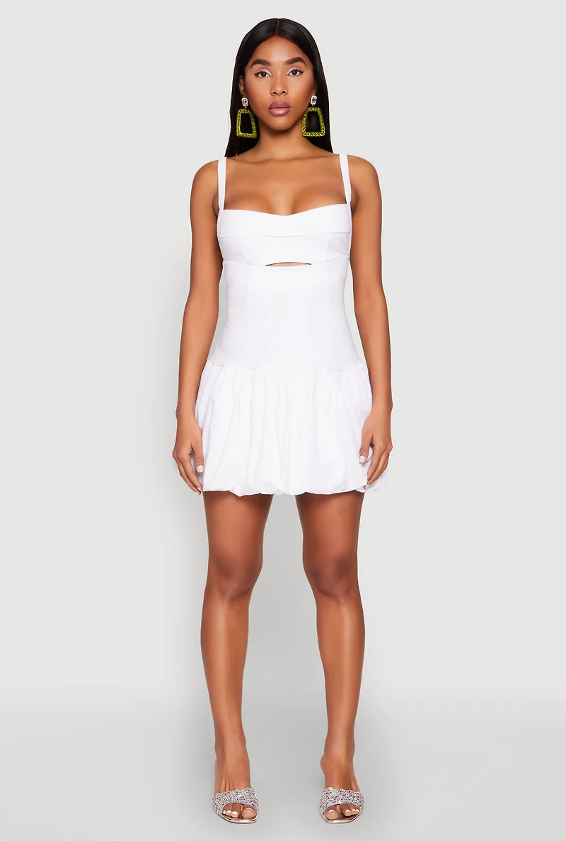 Iris Poplin Keyhole Front Bubble Hem Dress