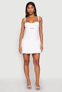 Womens Iris Poplin Keyhole Front Bubble Hem Dress, White, Size M
