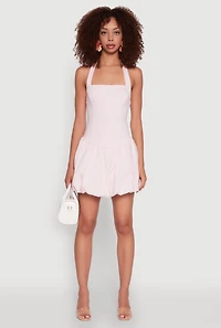 Womens Iris Halter Bubble Hem Dress, Pink, Size L