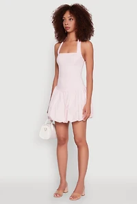 Womens Iris Halter Bubble Hem Dress, Pink, Size S