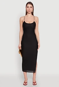 Womens Iris Lace Up Back Side Slit Cami Dress, M