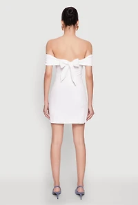 Womens Iris Bow Detail Ruched Overlay Dress, White, Size S