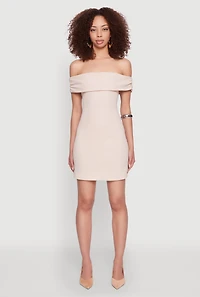 Womens Iris Bow Detail Ruched Overlay Dress, Beige, Size S