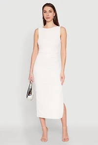 Womens Iris Open Tie Back Side Slit Dress, White, Size M
