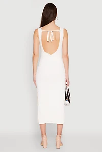 Womens Iris Open Tie Back Side Slit Dress, White, Size M