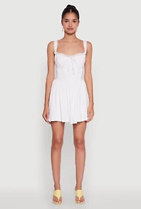 Womens Iris Lace Trim Bustier Skater Dress, White, Size S