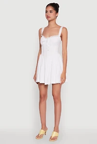 Womens Iris Lace Trim Bustier Skater Dress, White, Size S