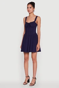 Womens Iris Lace Trim Bustier Skater Dress, Blue, Size M