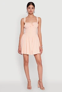 Womens Iris Lace Trim Bustier Skater Dress, Orange, Size L