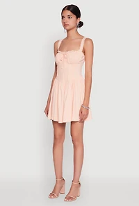 Womens Iris Lace Trim Bustier Skater Dress, Orange, Size L