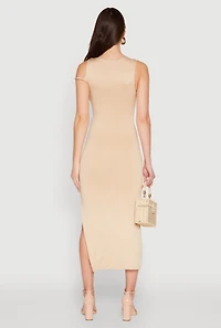 Womens Iris Twisted One Shoulder Midi Dress, Beige, Size S