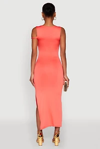 Womens Iris Twisted One Shoulder Midi Dress, Orange, Size S