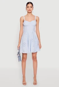 Iris Poplin Eyelet Bustier Skater Dress