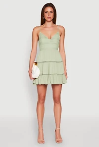 Womens Iris Gauze Knit Crochet Detail Tiered Dress,