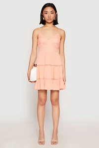 Iris Gauze Knit Crochet Detail Tiered Dress