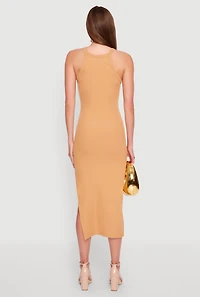 Womens Iris Ribbed Knit Side Slit Dress, S