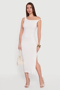 One Shoulder Sleeveless Side Slit Dress