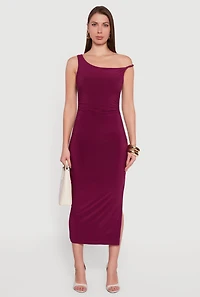 One Shoulder Sleeveless Side Slit Dress