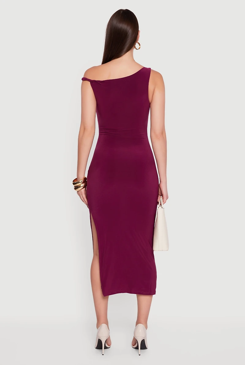 One Shoulder Sleeveless Side Slit Dress