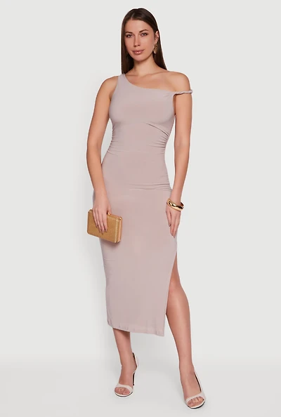 One Shoulder Sleeveless Side Slit Dress