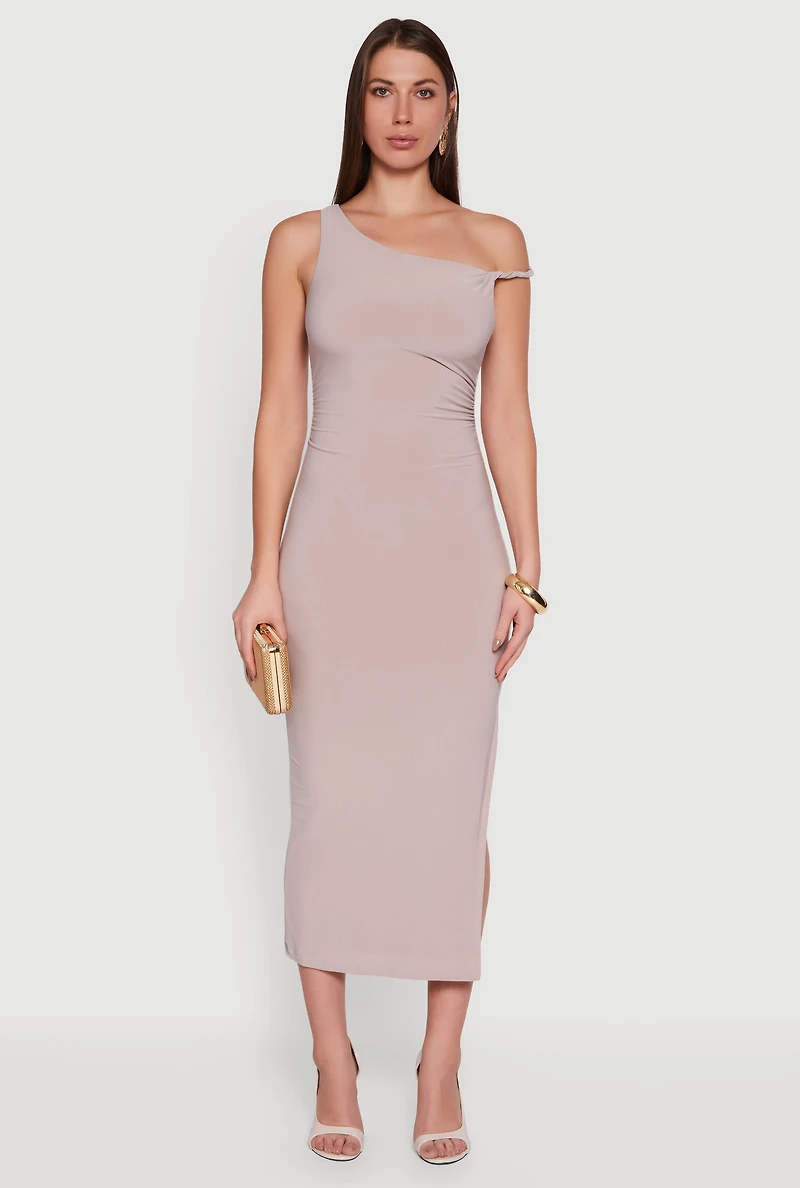 One Shoulder Sleeveless Side Slit Dress