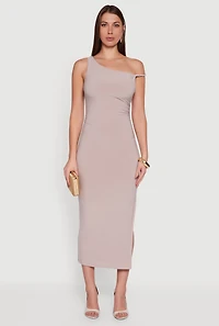 One Shoulder Sleeveless Side Slit Dress