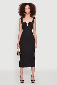 Womens Iris Two Tone Tie Front Tank Dress, Black, Size M