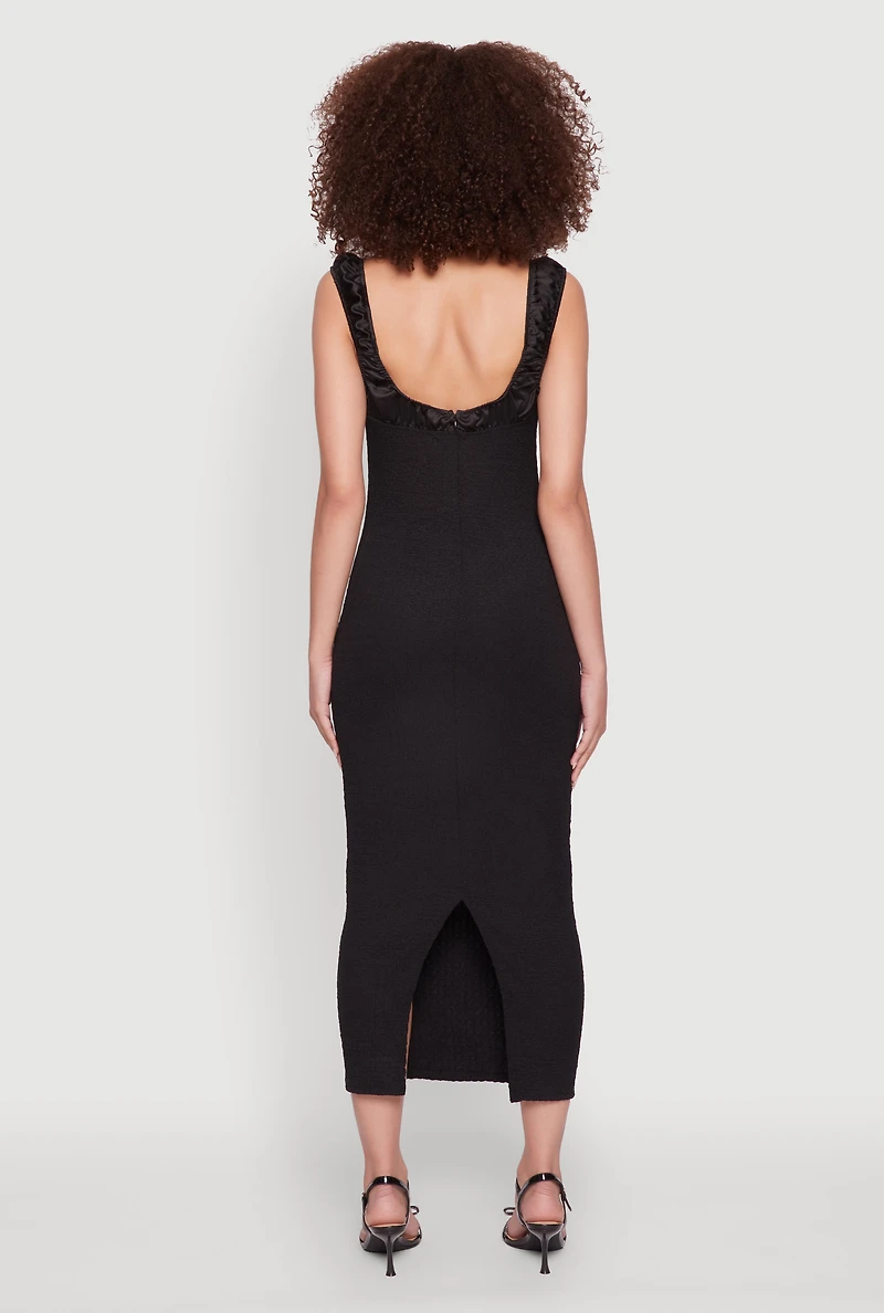 Womens Iris Two Tone Tie Front Tank Dress, Black, Size M