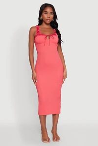 Womens Iris Two Tone Tie Front Tank Dress, Red, Size S