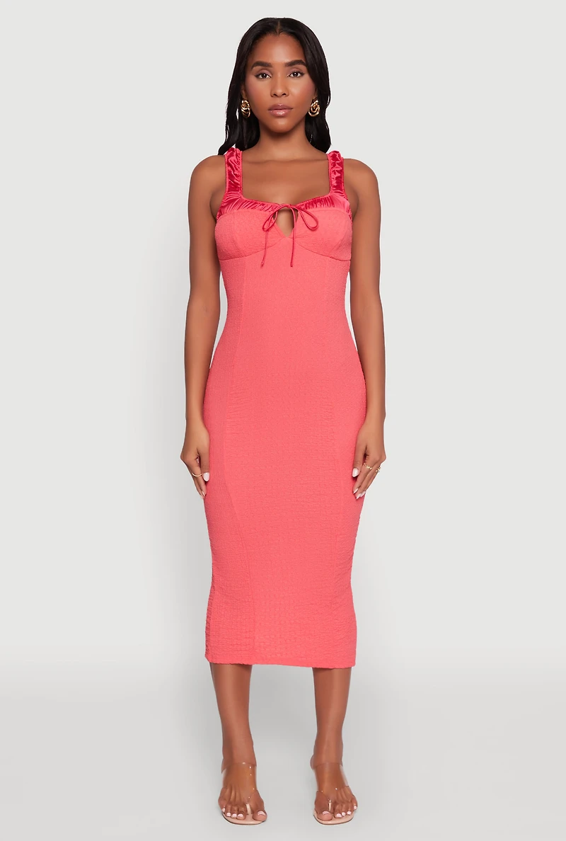 Womens Iris Two Tone Tie Front Tank Dress, Red, Size S