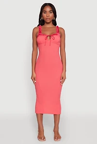 Womens Iris Two Tone Tie Front Tank Dress, Red, Size S