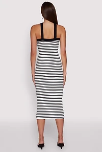 Womens Iris Striped Halter Midi Dress, Multi,
