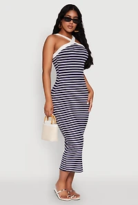 Iris Striped Halter Midi Dress