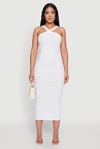 Womens Iris Striped Halter Midi Dress, Multi,