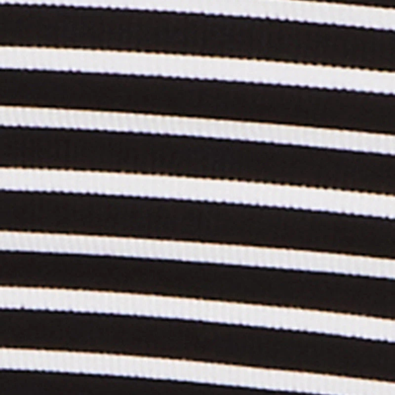 Ribbed Knit Side Slit Striped Midi Dress