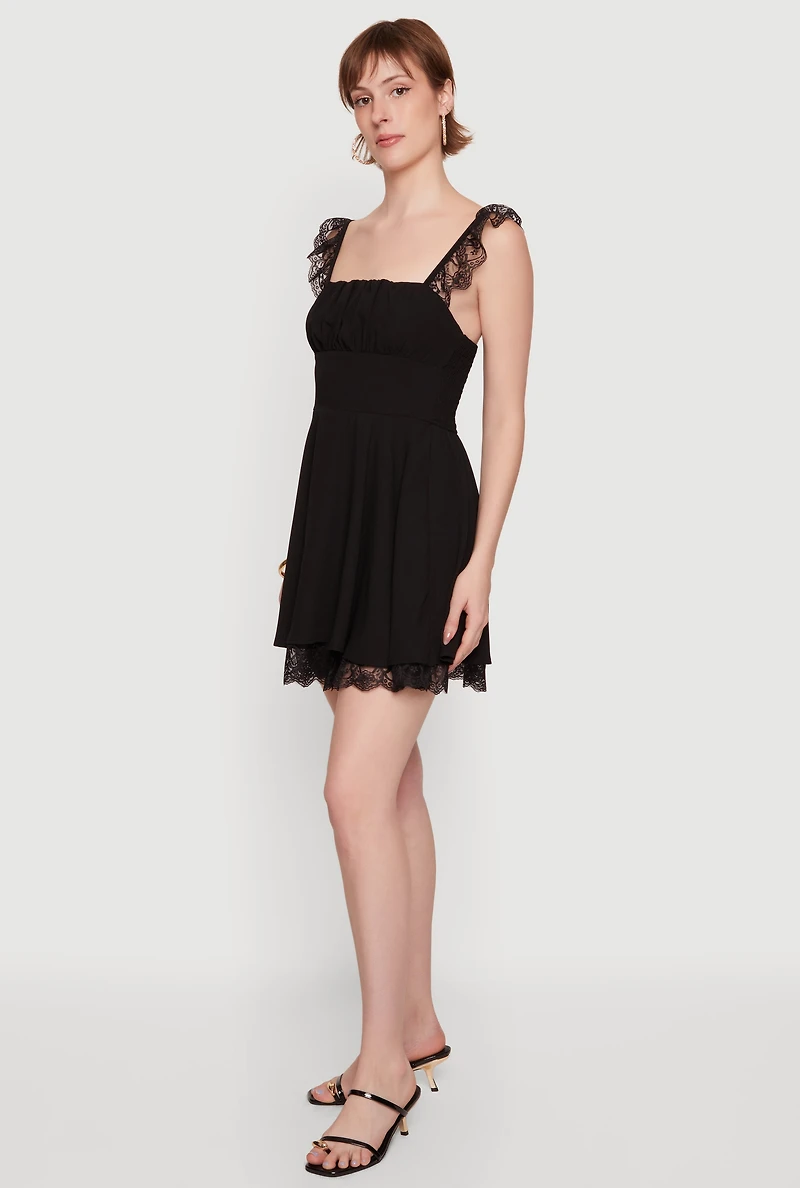 Lace Detail Skater Mini Dress