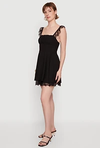 Lace Detail Skater Mini Dress